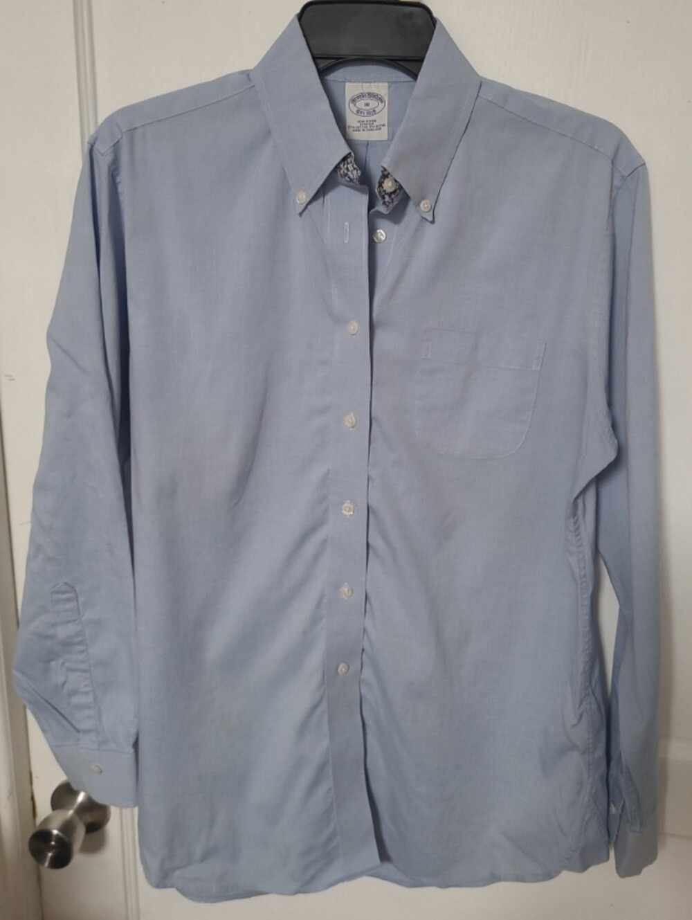 Womens Brooks Brothers Fitted Pale Blue Button-Down Dress Shirt 10
